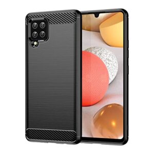 GTBDEKI Capa para Galaxy A42 5G, capa para Samsung M42 5G SM-A426U, capa traseira de silicone fino à prova de choque de fibra de carbono resistente TPU macio para Samsung Galaxy A42 5G preta