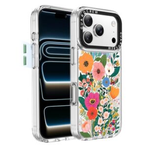 GuardCrew Capa para iPhone 17 Pro Max, [proteção contra quedas de grau militar de 3,9 m à prova de colisão] [anti-descascar] Capa de telefone floral fina à prova de choque transparente TPU para iPhone