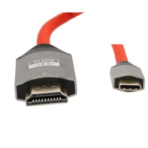 HangTon Cabo USB-C para HDMI 4K 60p para laptop, câmera para monitor de TV HD, projetor, Atomos, Lumix GH6, Canon, Sony, vermelho trançado, 3FT
