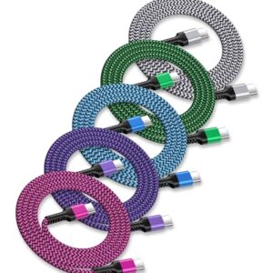 Haoano Pacote Com 5-Cabo Carregador Usb Tipo C Para Usb-C De 10 Pés, Cabo De Carregamento Rápido Apple Usbc Power Delivery Para Samsung Galaxy A15, Google Pixel 9 Pro Xl 8 Pro, Iphone 16 15, Fio Car