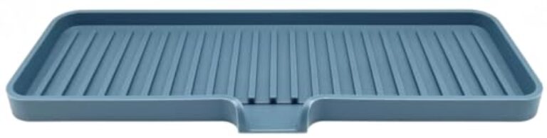 Happitasa Bandeja de saboneteira de silicone e suporte de esponja com calha de drenagem | Organizador de pia de banheiro e cozinha (azul moky, 30 x 10 cm, 209 g)