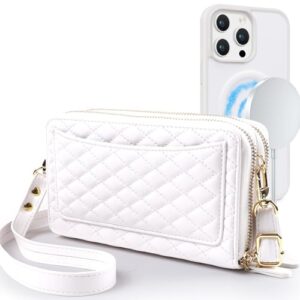 Harryshell Compatível com capa carteira para iPhone 16 com vários zíperes removível e removível com compartimentos para cartões com bloqueio de RFID, alça transversal espelhada (compatível com Magsafe