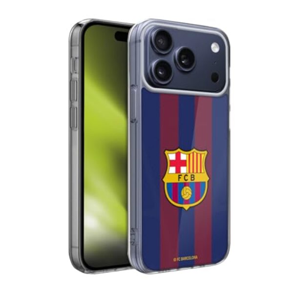 Head Case Designs Capa de gel oficialmente licenciada pelo FC Barcelona Home 2023/24 Crest Kit [proteção de grau militar] compatível com Apple iPhone 17 Pro Max