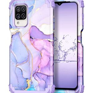 Hekodonk Capa para Galaxy A12, capa protetora resistente à prova de choque de plástico rígido + capa protetora híbrida de borracha de silicone para Samsung Galaxy A12 roxa