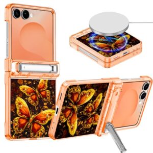 Hekodonk Capa para Galaxy Z Flip 7, [compatível com MagSafe] [brilha no escuro] [protetor de tela frontal] [suporte] [proteção de dobradiça], ajuste fino para mulheres e meninas para Samsung Galaxy Z