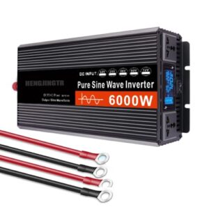 HENGJINGTR 6000Watt Puro inversor de potência de onda sinusoidal 72V DC para 220V AC conversor inversor de potência de carro com 2 saídas AC para acampamento ao ar livre em casa,48V to 220V