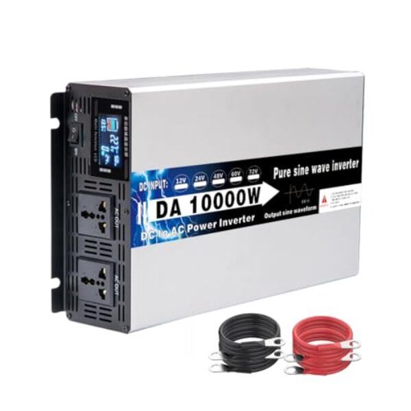 HENGJINGTR Inversor de alta potência 5000W/10000W pico puro inversores de potência de onda sinusoidal DC 12V/24V/48V/60V/72V entrada AC 110V saída 220V para casas de RV solar,Dc 48v,AC 110V