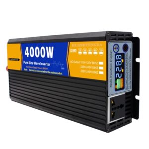 HENGJINGTR Inversor de onda senoidal pura 4000W Inversor de potência 12V 24V 48V 60V 72V DC para AC 110V/220V Conversor Inversor de energia solar para casa, RV, caminhão,72v to 110v 60hz
