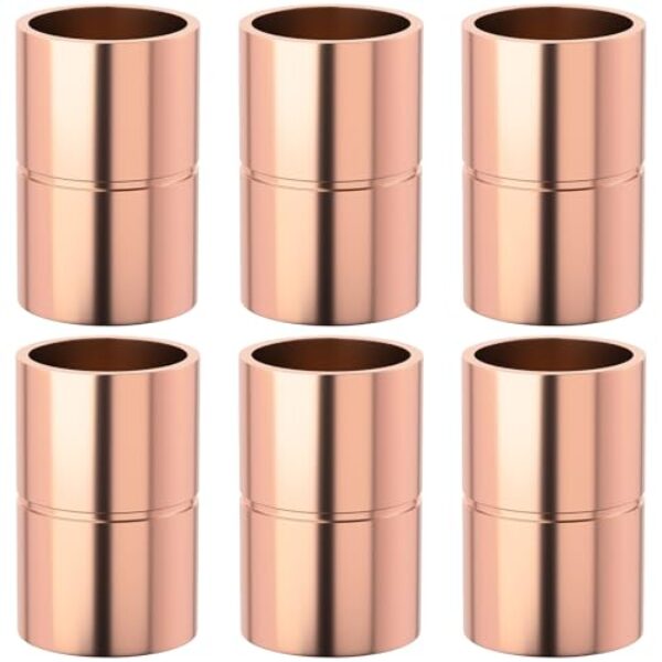 HINZIC 6 peças de encaixes de acoplamento de cobre reto, junta de soldagem ID de 0,9 cm para ar condicionado HVAC, conector de conexão de solda, acoplador de reparo de extremidade com tubo enrolado