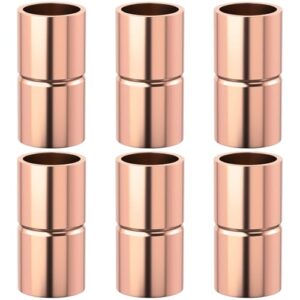 HINZIC 6 peças de encaixes de acoplamento de cobre reto, junta de soldagem ID de 0,6 cm para ar-condicionado HVAC, conector de conexão de solda, acoplador de reparo de extremidade com tubo enrolado