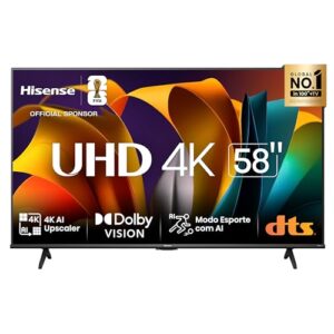 Hisense Smart TV UHD 4K DLED 58" Polegadas 58A6N com HDR10+ Dolby Vision Game Mode Controle por Voz Alexa Built-In AirPlay