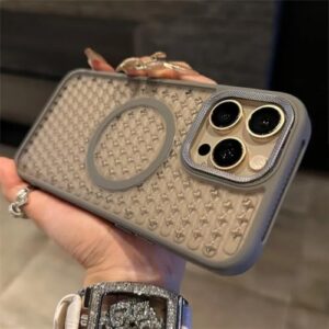 HJZSZX Capa magnética com dissipação de calor e malha para iPhone 16e, capa oca e respirável fosca (para iPhone 16e/cinza)