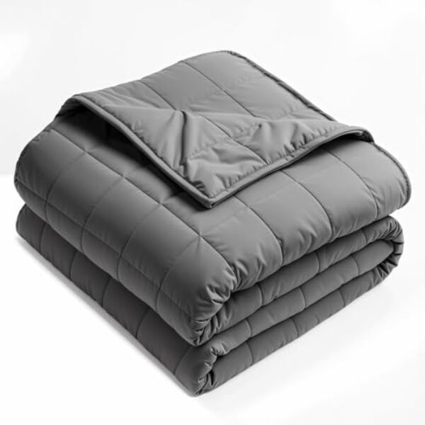 HOELLL Cobertor pesado (152 x 203 cm, 9 kg, tamanho Queen), cobertor pesado para adultos com algodão confortável premium e contas de vidro natural, cinza escuro