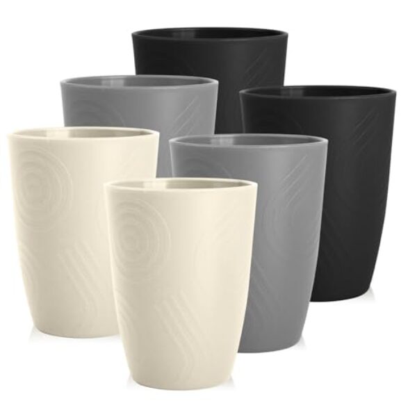 Homienly Conjunto de 6 copos de palha de trigo premium, copos de água reutilizáveis de 473 ml, copos leves e inquebráveis, copo de plástico alternativo para lava-louças para casa e exterior