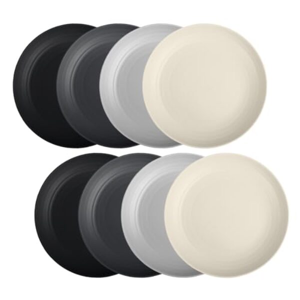 Homienly Conjunto de 8 pratos de palha de trigo, pratos reutilizáveis leves e inquebráveis de 23 cm, pratos premium seguros para micro-ondas e lava-louças para cozinha, acampamento, piquenique, festa