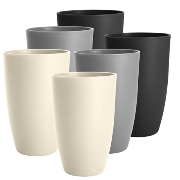 Homienly Copos de palha de trigo premium, 590 ml, leves e inquebráveis, conjunto de 6, copos de água reutilizáveis para micro-ondas e lava-louças, conjunto de copos para café, leite, suco - GreyStone