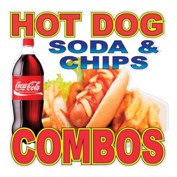 Hot Dog Soda& Chips Combo Concessão Restaurante Food Truck Adesivo de vinil cortado 18 polegadas