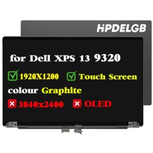 HPDELGB Substituição para Dell XPS 13 Plus 9320 P151g 9PG51 09PG51 W1CGX 0W1CGX 7G0RW 0JV7H1 VNRJ0 0VNRJ0 JV7H1 YHWYD 4NJ7M 0J87XJ JNM7T 1920x120x1220 00 LCD Touch Montagem de tela digitalizadora