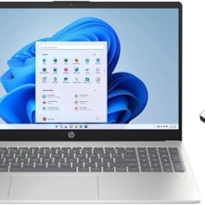 HP Laptop FHD de 15,6 polegadas | Processador Intel Core i3-N305 | Gráficos Intel UHD | Impressão digital | Prata | RAM de 16 GB | SSD de 256 GB | Windows 11 Home | Pacote com unidade flash USB de 64