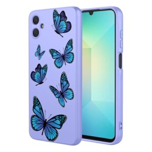 HTXWXJC Capa de celular para Samsung Galaxy A06 5G, à prova de choque, flexível, amortecedor, TPU, capa macia com estampa de borboleta para Samsung Galaxy A06 5G borboleta roxa