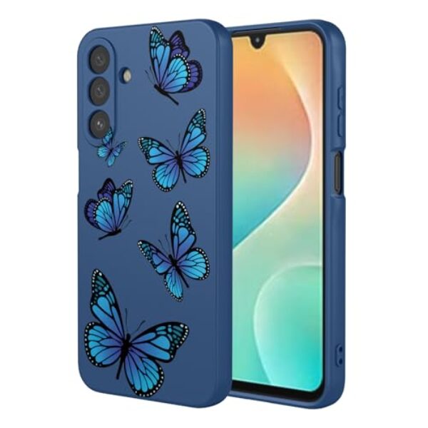 HTXWXJC Capa de telefone para Galaxy M36, SM-M366 Samsung m36 à prova de choque flexível bumper TPU capas macias padrão borboleta capa de telefone para Samsung Galaxy M36 borboleta azul