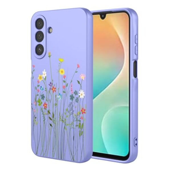 HTXWXJC Capa de telefone para Galaxy M36, SM-M366 Samsung m36 à prova de choque flexível bumper TPU capas macias padrão flor capa de telefone para Samsung Galaxy M36 flor roxa