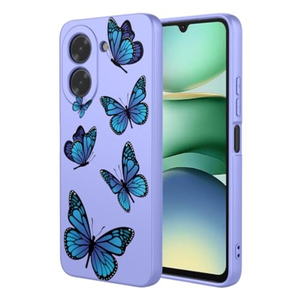 HTXWXJC Capa de telefone para Redmi A5 4G, capa Xiaomi Poco C71 à prova de choque flexível bumper TPU capas macias capa padrão borboleta para Redmi A5 4G borboleta roxa