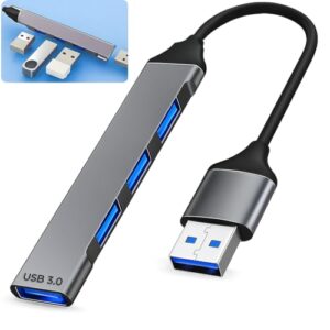 Hub USB 3.0 | 4 Portas até 5 Gbps - para HD Externo, Pen Drive, Impressora, Teclado e Mouse | Extensor Adaptador Compatível com Dock Station, Notebook e Computador - Acabamento em Alumínio (USB-A)