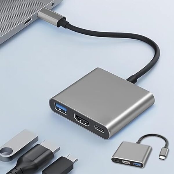 Hub USB C com HDMI 4K, porta C de 100 W, porta USB 3.0, conversor adaptador USB 3.1 tipo C para HDMI, compatível com MacBook Pro/Air, iPad Pro, iMac, iPhone 16/15, XPS, ThinkPad, S22