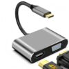 Hub USB C com HDMI 4K, VGA 1080P, conversor adaptador tipo C para HDMI/VGA, capa de alumínio compatível com MacBook Pro/Air, iPad Pro, iMac, iPhone 15 Pro/Pro Max, XPS, Thinkpad