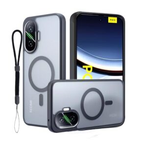 HUKWIMO Capa para Xiaomi Poco F7, capa magnética de dissipação de calor TPU, à prova de choque, antiqueda, fina, leve, antiimpressões digitais, proteção de tela e câmera (preto)