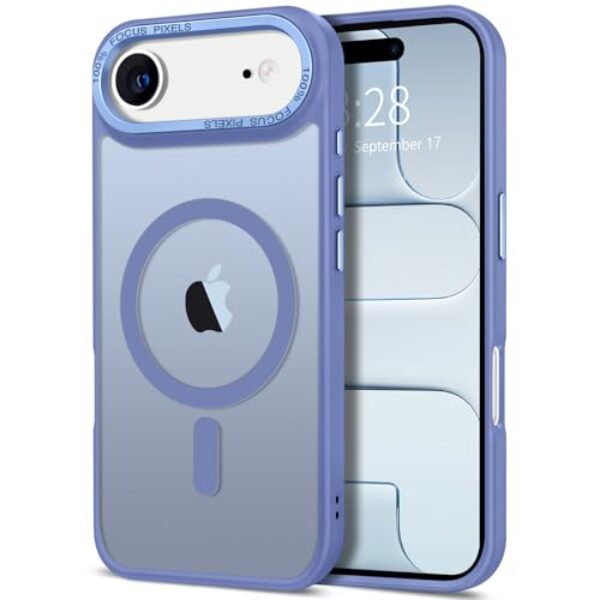 Hython Capa para iPhone Air, capa magnética translúcida fosca de 6,5 polegadas [compatível com MagSafe] Capa protetora rígida à prova de choque fina e fina para mulheres, homens e meninas, azul claro