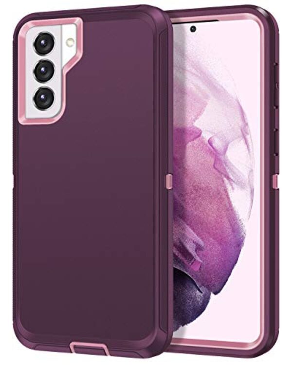 I-HONVA Capa para Galaxy S21 5G à prova de choque à prova de poeira/queda, 3 camadas, proteção total [sem protetor de tela] Capa resistente e durável para Samsung Galaxy S21 5G 6.2 2021, roxa/rosa