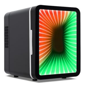 Iceblue 13 modos de exibição com luz LED regulável, mini geladeira para jogos, geladeira pequena de 4L/6 latas, refrigerador AC/DC para bebidas de uso duplo para cuidados com a pele, mini geladeira