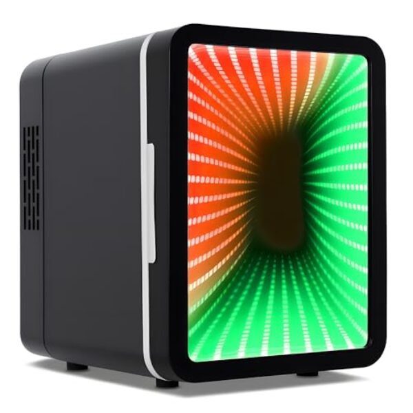 Iceblue 13 modos de exibição com luz LED regulável, mini geladeira para jogos, geladeira pequena de 4L/6 latas, refrigerador AC/DC para bebidas de uso duplo para cuidados com a pele, mini geladeira