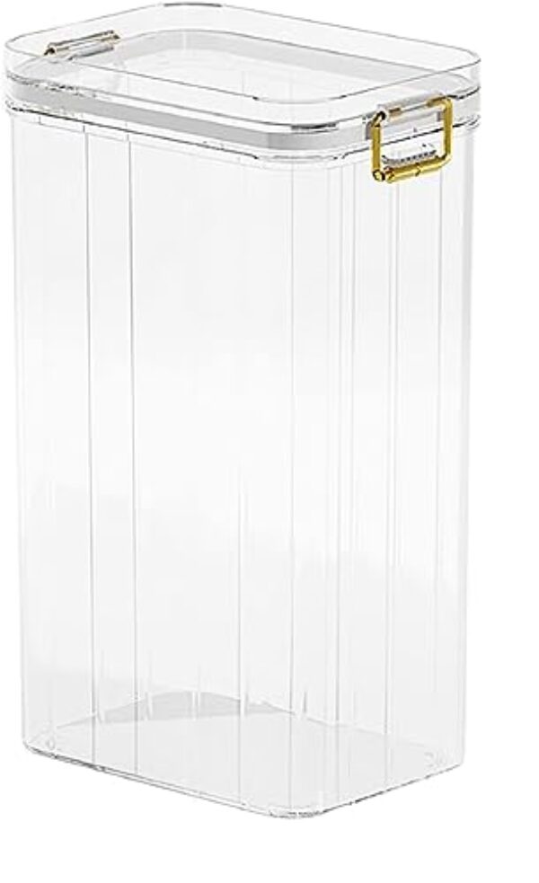 IIPOSAQQ Tanque de armazenamento transparente selado, tanques de grãos de grande diâmetro PET Armazenamento de cozinha para farinha de ração de animais de estimação de grão de arroz, ondulação de água