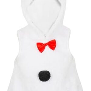 IKALI Fantasia de boneco de neve de pelúcia para crianças, unissex, com capuz, para o Natal, Ação de Graças, Branco, 4-6Y