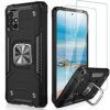 IKAZZ Capa para Galaxy A51 5G com protetor de tela, TPU flexível macio de camada dupla e policarbonato rígido antiderrapante, capa protetora robusta de corpo inteiro com suporte, preta