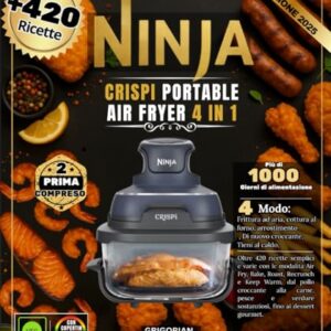 IL GRANDE LIBRO DI NINJA CRISPi Portable Air Fryer 4 in 1: Oltre 420 ricette semplici e varie che utilizzano le modalità Air Fry, Bake Roast, Recrisp ... fino ai dessert gourmet. (Italian Edition)