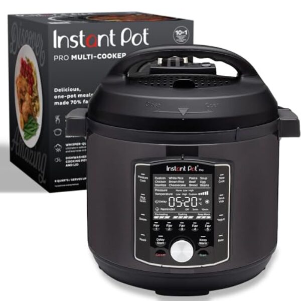 Instant Pot Panela de pressão Pro 10 em 1, panela lenta, panela de arroz/grãos, vaporizador, refogado, sous vide, iogurte, esterilizador e aquecedor, 6 litros