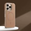 IRTGFG Capa de couro com moldura luxuosa para iPhone 16 ProMax, capa magnética com carregamento sem fio e à prova de choque (para iPhone 16 ProMax/Ouro Deserto)
