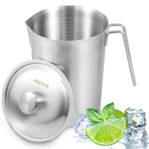 Jarra de aço inoxidável de 1,360 g/1,8 g com tampa, jarro de aço inoxidável à prova de ferrugem para máquina de café expresso com marcação e alça para bar de restaurante doméstico (B)