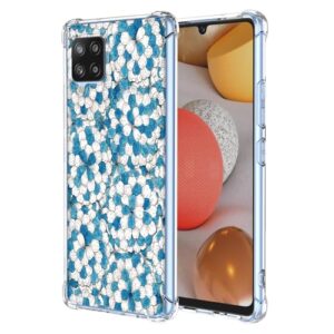 JDYGWK Capa para Samsung A42 5G Galaxy M42 5G, estampa de flores transparentes, silicone TPU macio, fina, à prova de choque, capa protetora antiarranhões para Samsung Galaxy A42 5G, azul branco floral