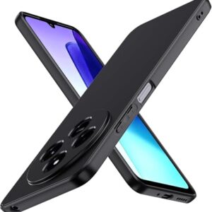 Jilivock Capa para celular Xiaomi Redmi 14C/Poco C75, capa de silicone macio, capa de silicone à prova de choque com forro de microfibra (preto)