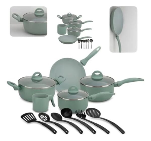 Jogo De Panelas Antiaderente- Tampa De Vidro Cerâmica 14 Pçs