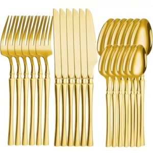 Jogo de Talheres Dourado em Aço Inoxidável 24 Peças – Luxo, Durabilidade e Sofisticação para Todas as Ocasiões