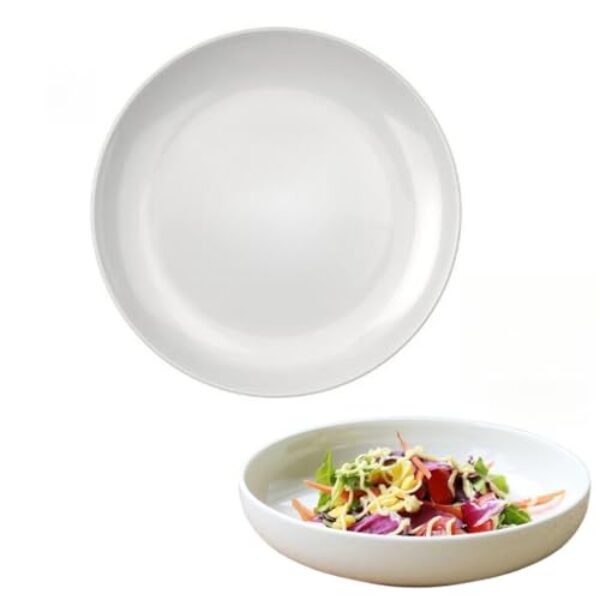 Jogo Kit 06 Pratos Fundo Branco Vidro Opaline Redondo Com Borda Decorada Para Jantar