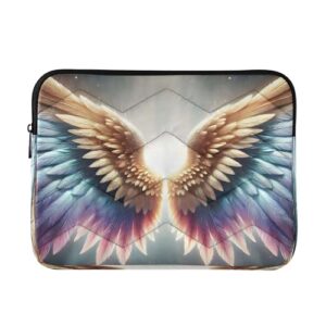 Joitme Bolsa de trabalho Boho Gold para laptop, bolsas femininas de 33 a 13,3 polegadas, bolsas para professores, Asas de anjo coloridas brancas, Medium