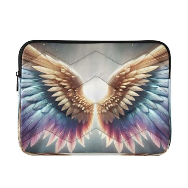 Joitme Bolsa de trabalho Boho Gold para laptop, bolsas femininas de 33 a 13,3 polegadas, bolsas para professores, Asas de anjo coloridas brancas, Medium