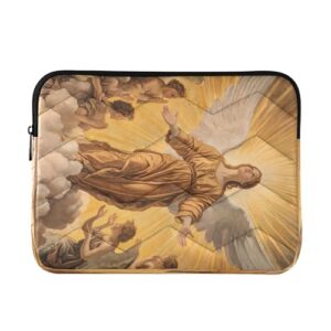 Joitme Elegante bolsa de laptop cinza asas brancas masculinas 13-13,3 polegadas, proteção abrangente, bolsa feminina para laptop, mulher anjo dourada, M